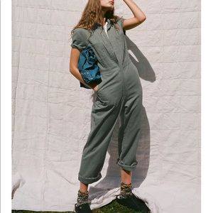 Green cargo utility jumpsuit